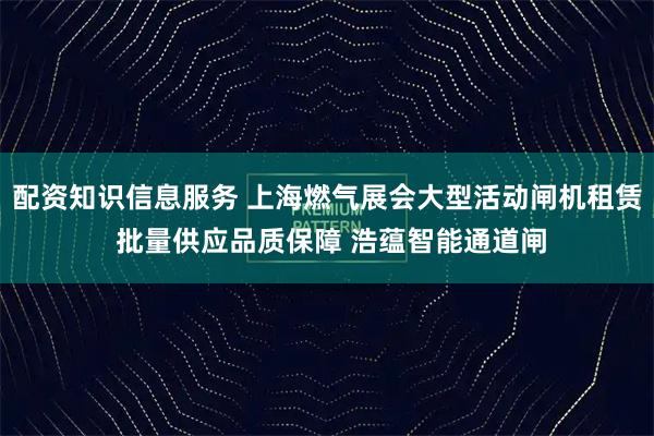 配资知识信息服务 上海燃气展会大型活动闸机租赁 批量供应品质保障 浩蕴智能通道闸